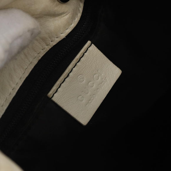 GUCCI Bamboo Shoulder Bag Leather White Silver 001 4033 Auth 162832