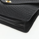 BALLY Hand Bag Leather Black Gold Auth 162833-9