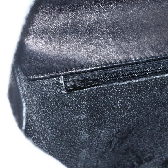 BALLY Hand Bag Leather Black Gold Auth 162833