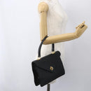 BALLY Hand Bag Leather Black Gold Auth 162833-21