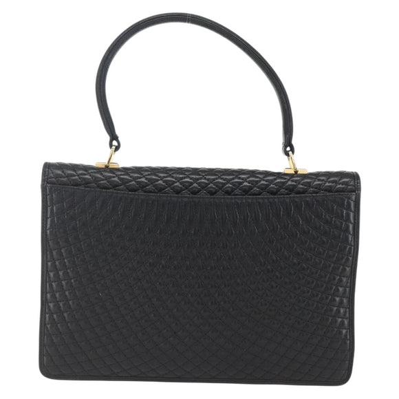 BALLY Hand Bag Leather Black Gold Auth 162833