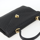 BALLY Hand Bag Leather Black Gold Auth 162833-6