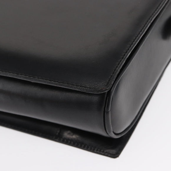 CELINE Shoulder Bag Leather Black Gold Auth 162834