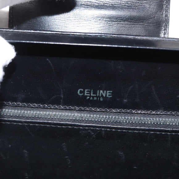 CELINE Shoulder Bag Leather Black Gold Auth 162834