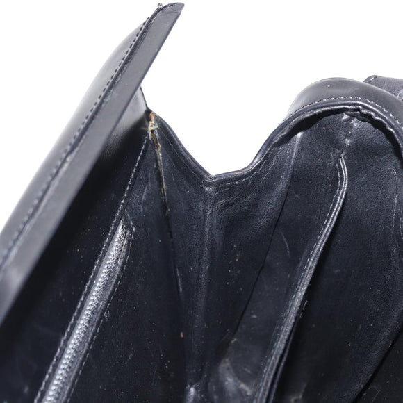 CELINE Shoulder Bag Leather Black Gold Auth 162834