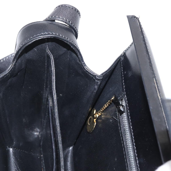 CELINE Shoulder Bag Leather Black Gold Auth 162834