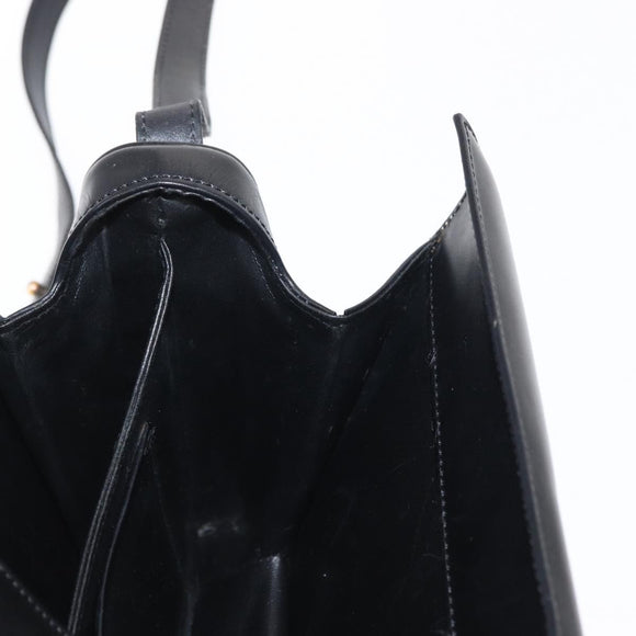 CELINE Shoulder Bag Leather Black Gold Auth 162834