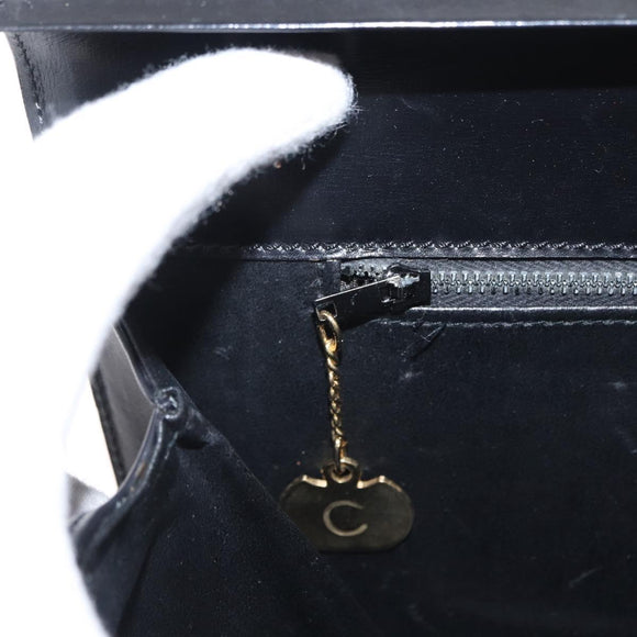 CELINE Shoulder Bag Leather Black Gold Auth 162834