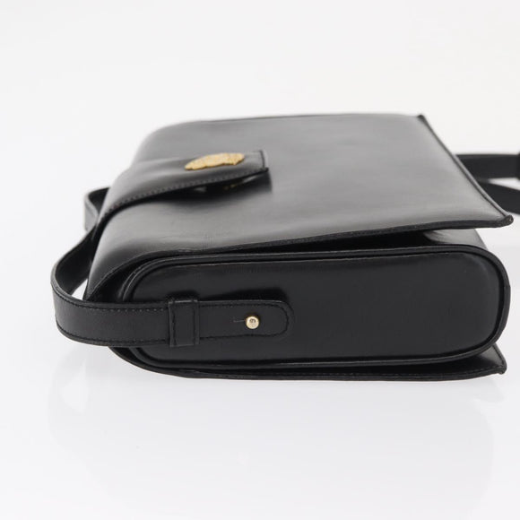 CELINE Shoulder Bag Leather Black Gold Auth 162834