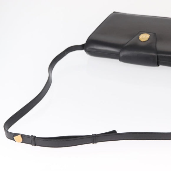 CELINE Shoulder Bag Leather Black Gold Auth 162834