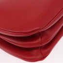 CELINE Shoulder Bag Leather Red Gold Auth 162837-9