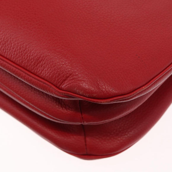 CELINE Shoulder Bag Leather Red Gold Auth 162837