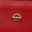 CELINE Shoulder Bag Leather Red Gold Auth 162837-17