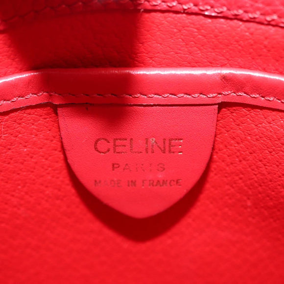 CELINE Shoulder Bag Leather Red Gold Auth 162837