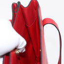 CELINE Shoulder Bag Leather Red Gold Auth 162837-20