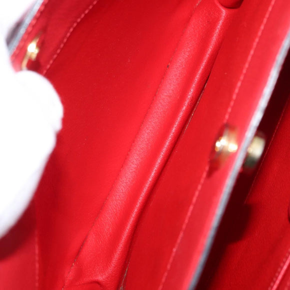 CELINE Shoulder Bag Leather Red Gold Auth 162837