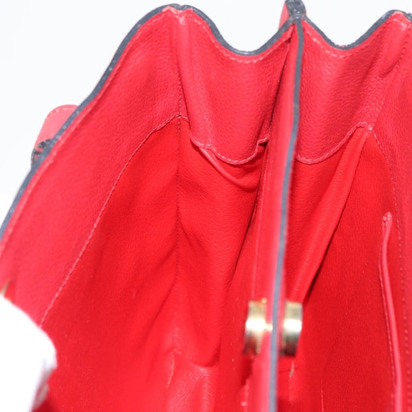 CELINE Shoulder Bag Leather Red Gold Auth 162837