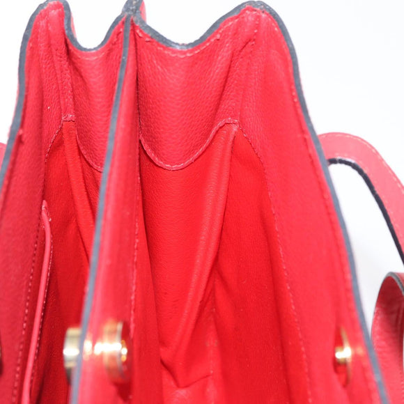 CELINE Shoulder Bag Leather Red Gold Auth 162837