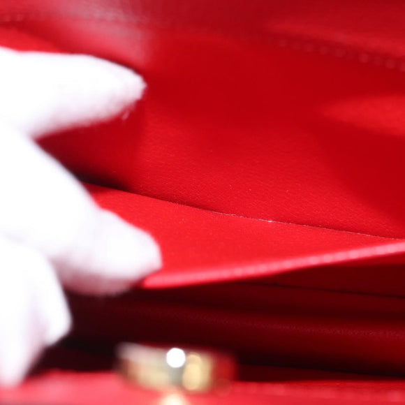 CELINE Shoulder Bag Leather Red Gold Auth 162837