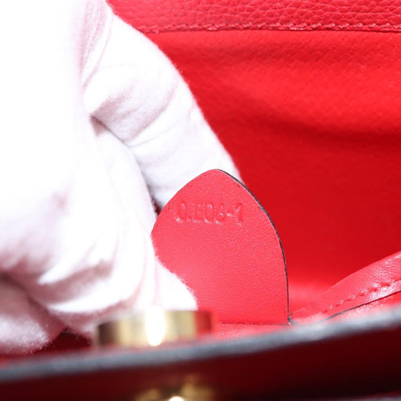 CELINE Shoulder Bag Leather Red Gold Auth 162837