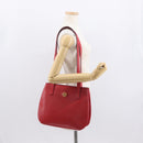 CELINE Shoulder Bag Leather Red Gold Auth 162837-24