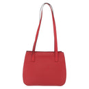 CELINE Shoulder Bag Leather Red Gold Auth 162837-2