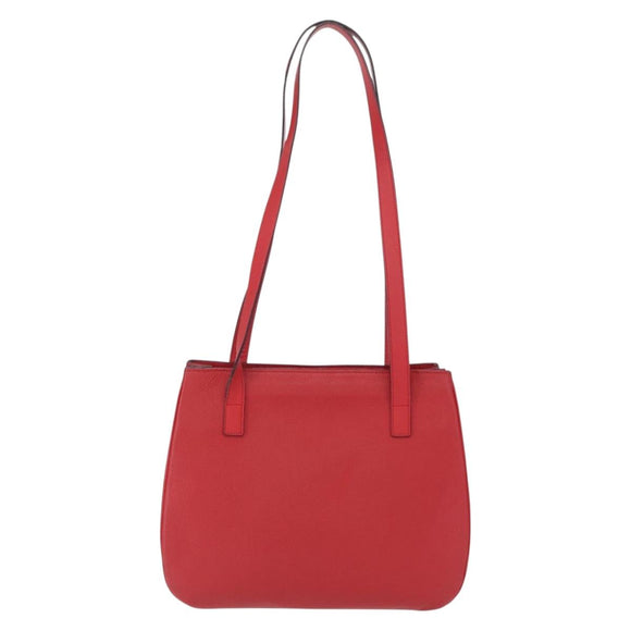 CELINE Shoulder Bag Leather Red Gold Auth 162837