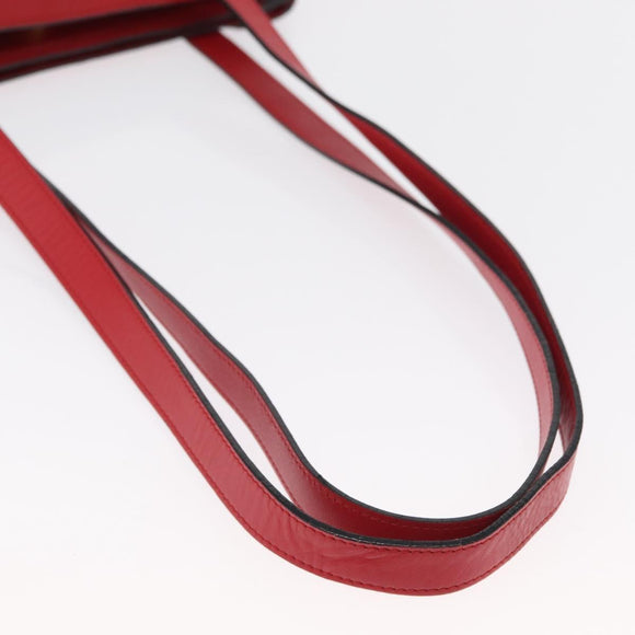 CELINE Shoulder Bag Leather Red Gold Auth 162837