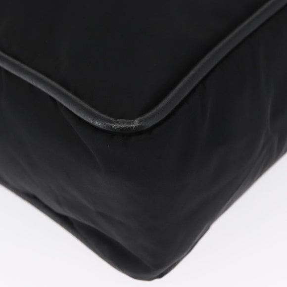 CELINE Shoulder Bag Nylon Black Gold Auth 162838