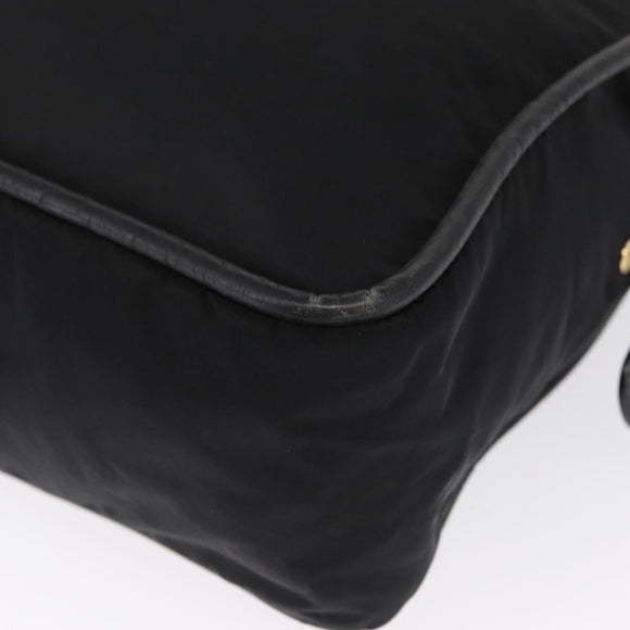 CELINE Shoulder Bag Nylon Black Gold Auth 162838