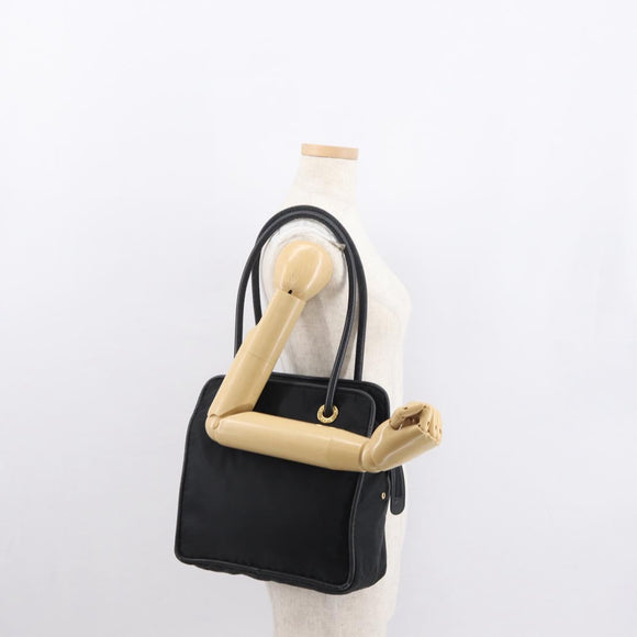 CELINE Shoulder Bag Nylon Black Gold Auth 162838