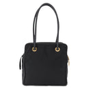 CELINE Shoulder Bag Nylon Black Gold Auth 162838-2