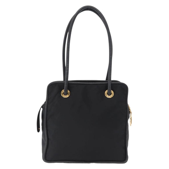 CELINE Shoulder Bag Nylon Black Gold Auth 162838