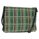 CELINE Trio Large Shoulder Bag Tweed Green Gold Auth 162840V-1