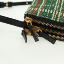 CELINE Trio Large Shoulder Bag Tweed Green Gold Auth 162840V-9