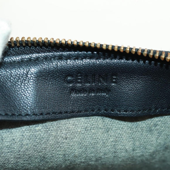 CELINE Trio Large Shoulder Bag Tweed Green Gold Auth 162840V