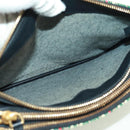 CELINE Trio Large Shoulder Bag Tweed Green Gold Auth 162840V-10