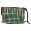 CELINE Trio Large Shoulder Bag Tweed Green Gold Auth 162840V-13