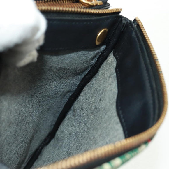CELINE Trio Large Shoulder Bag Tweed Green Gold Auth 162840V