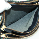 CELINE Trio Large Shoulder Bag Tweed Green Gold Auth 162840V-23