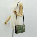 CELINE Trio Large Shoulder Bag Tweed Green Gold Auth 162840V-25