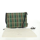 CELINE Trio Large Shoulder Bag Tweed Green Gold Auth 162840V-12