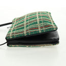 CELINE Trio Large Shoulder Bag Tweed Green Gold Auth 162840V-3