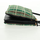 CELINE Trio Large Shoulder Bag Tweed Green Gold Auth 162840V-4