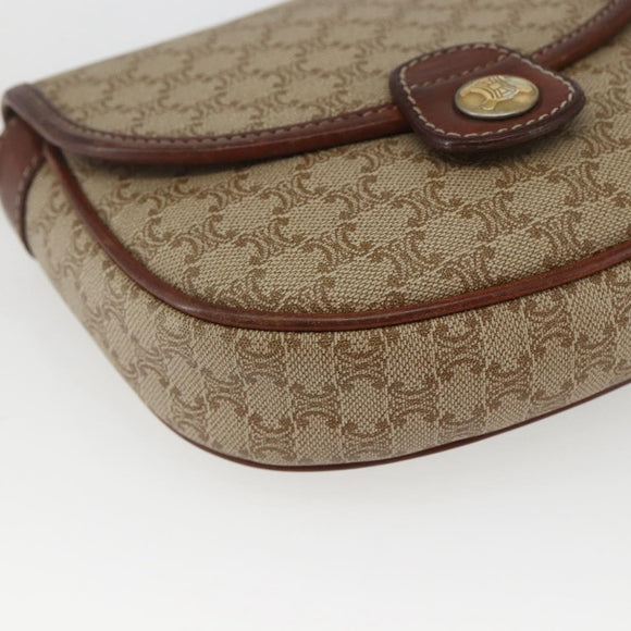 CELINE Macadam Canvas Shoulder Bag PVC Beige Gold Auth 162841