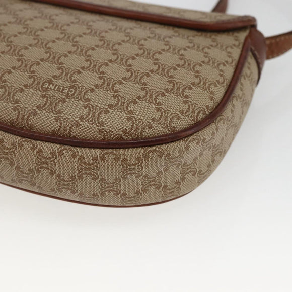 CELINE Macadam Canvas Shoulder Bag PVC Beige Gold Auth 162841