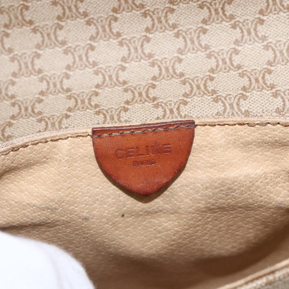CELINE Macadam Canvas Shoulder Bag PVC Beige Gold Auth 162841