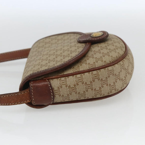CELINE Macadam Canvas Shoulder Bag PVC Beige Gold Auth 162841