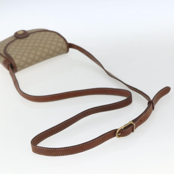 CELINE Macadam Canvas Shoulder Bag PVC Beige Gold Auth 162841