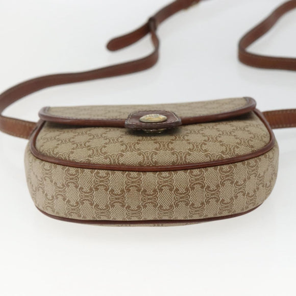 CELINE Macadam Canvas Shoulder Bag PVC Beige Gold Auth 162841
